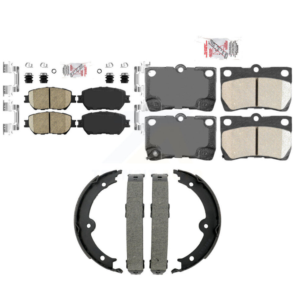 Front Rear Ceramic Disc Brake Pads And Parking Shoes Kit For Lexus IS250 GS300 KNN-101555