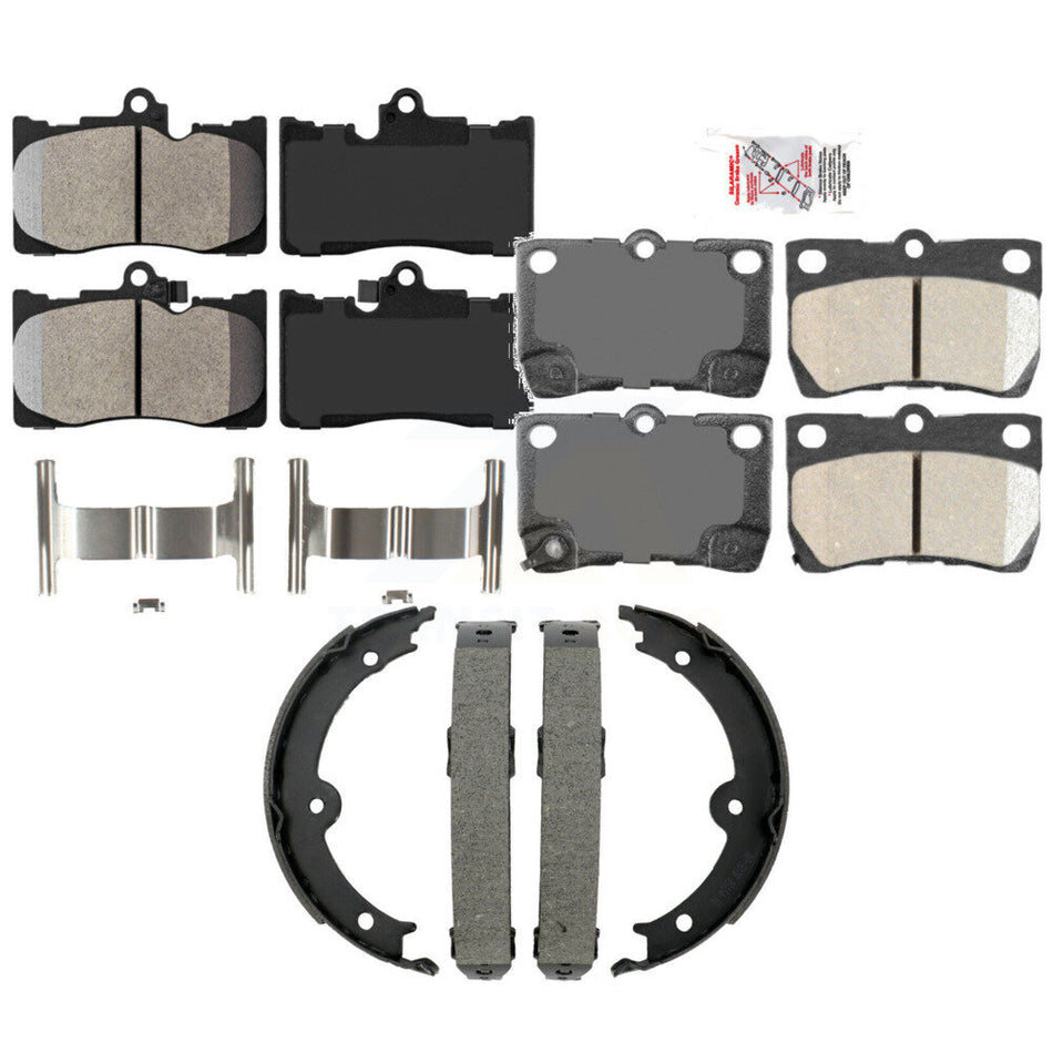 Front Semi-Metallic Rear Ceramic Disc Brake Pads And Parking Shoes Kit For KNN-101558