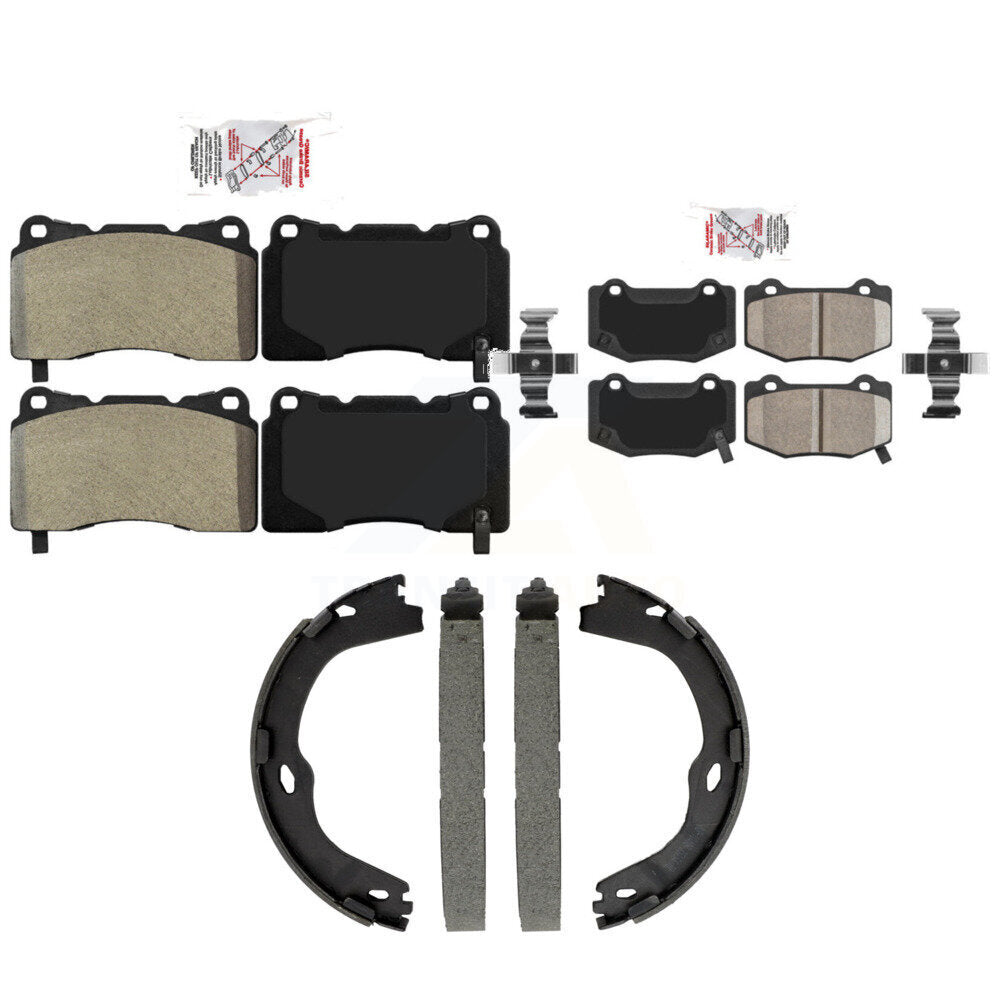 Front Semi-Metallic Rear Ceramic Disc Brake Pads And Parking Shoes Kit For KNN-101562