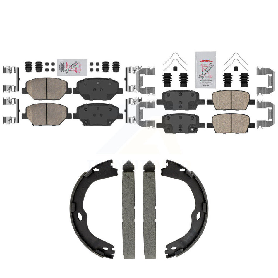 Front Rear Ceramic Disc Brake Pads And Parking Shoes Kit For Chevrolet Camaro KNN-101564