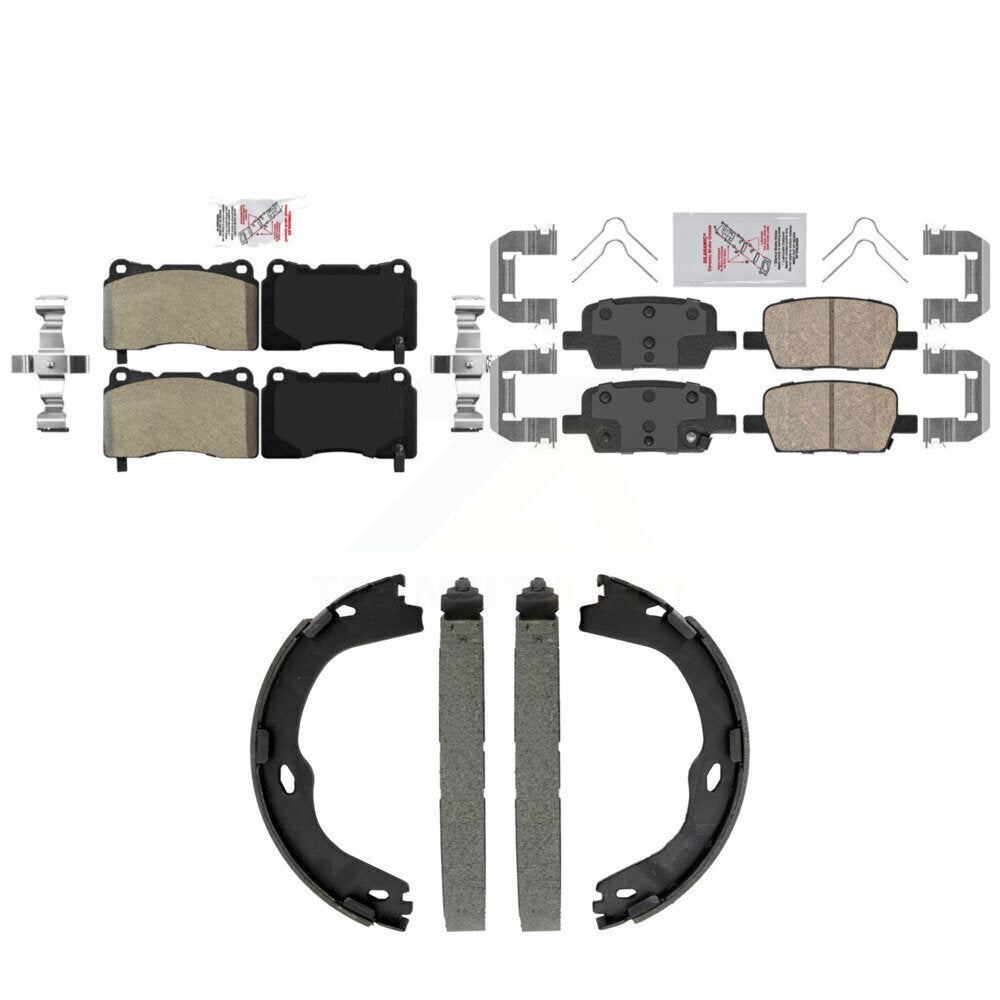 Front Semi-Metallic Rear Ceramic Disc Brake Pads And Parking Shoes Kit For KNN-101570