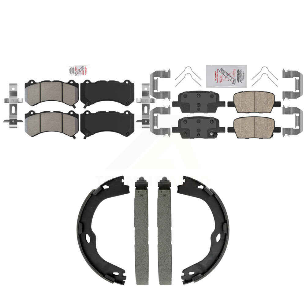 Front Semi-Metallic Rear Ceramic Disc Brake Pads And Parking Shoes Kit For KNN-101573