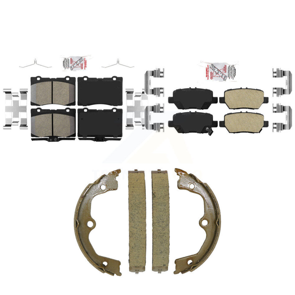 Front Rear Ceramic Disc Brake Pads And Parking Shoes Kit For 05-12 Acura RL KNN-101575