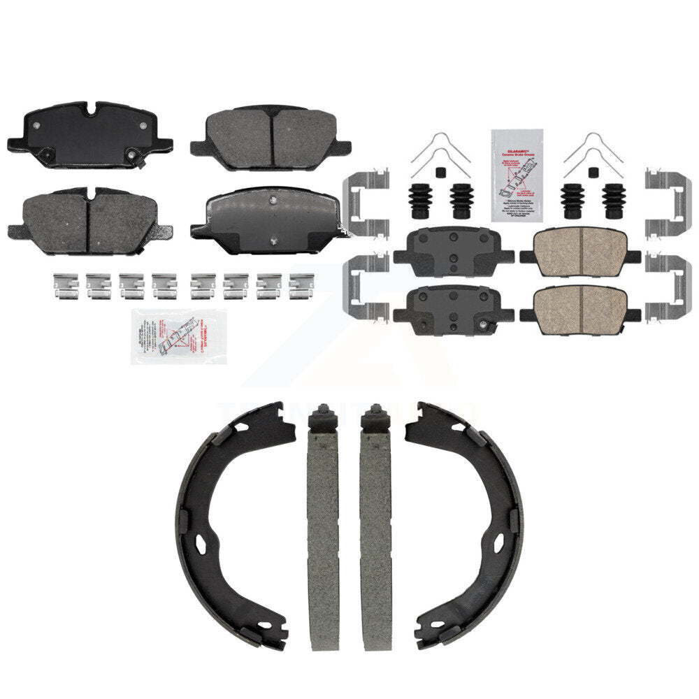 Front Rear Ceramic Disc Brake Pads And Parking Shoes Kit For Chevrolet Camaro KNN-101576