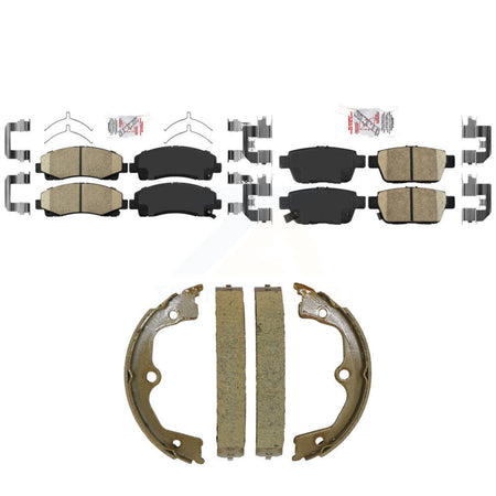Front Rear Ceramic Disc Brake Pads And Parking Shoes Kit For 09-14 Acura TL KNN-101578