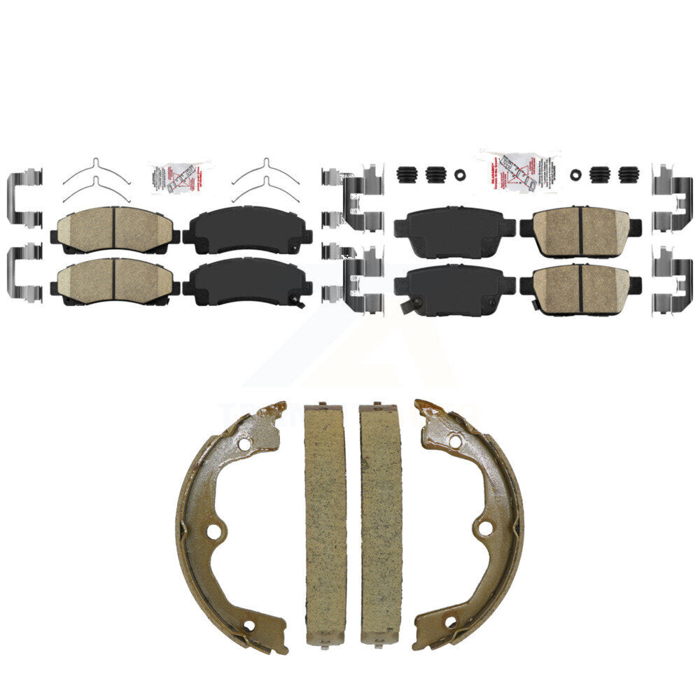 Front Rear Ceramic Disc Brake Pads And Parking Shoes Kit For 09-14 Acura TL KNN-101580