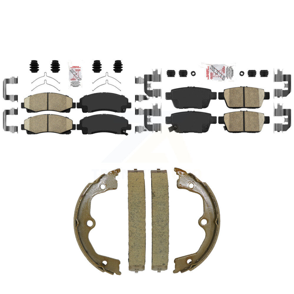 Front Rear Ceramic Disc Brake Pads And Parking Shoes Kit For 09-14 Acura TL KNN-101581