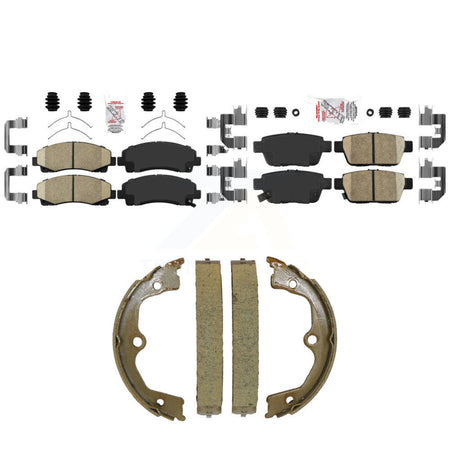 Front Rear Ceramic Disc Brake Pads And Parking Shoes Kit For 09-14 Acura TL KNN-101581
