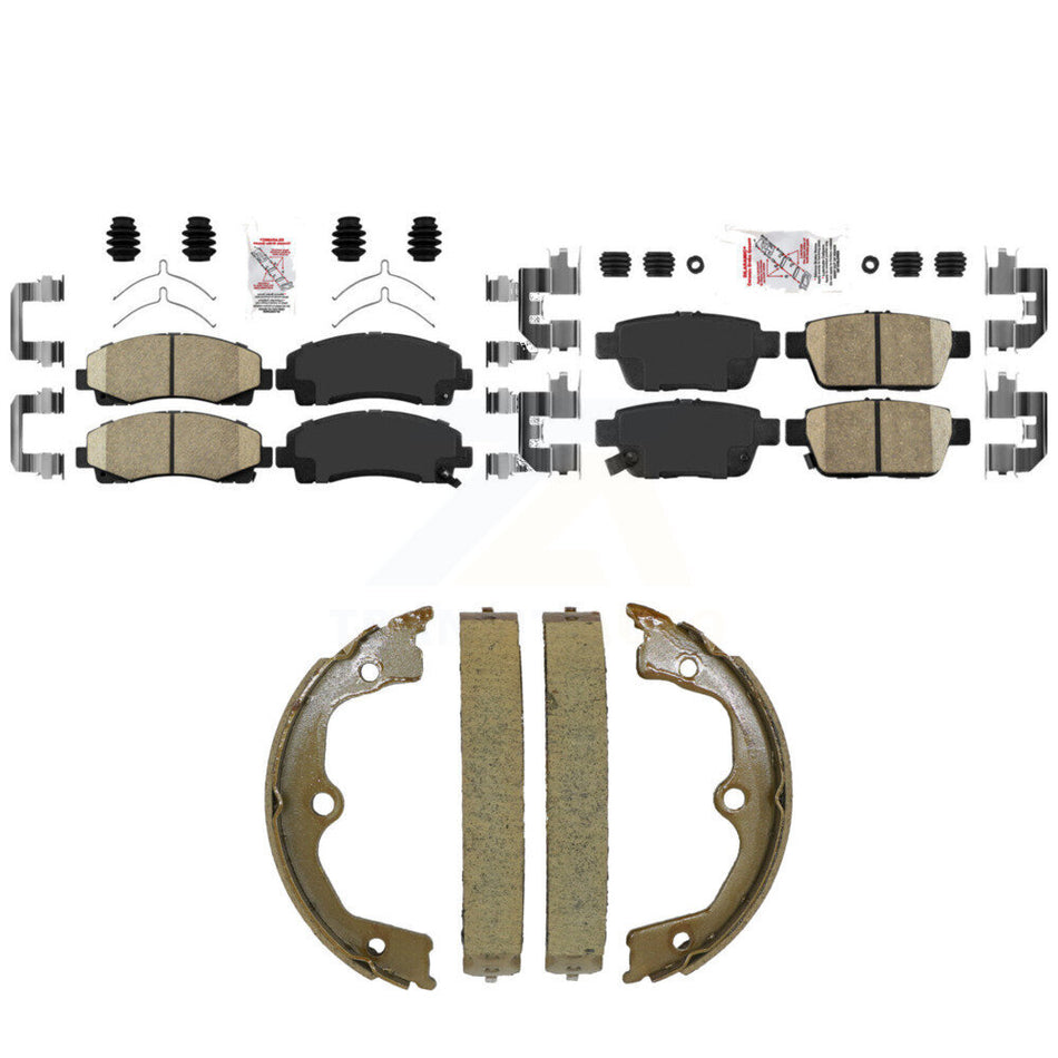 Front Rear Ceramic Disc Brake Pads And Parking Shoes Kit For 09-14 Acura TL KNN-101581
