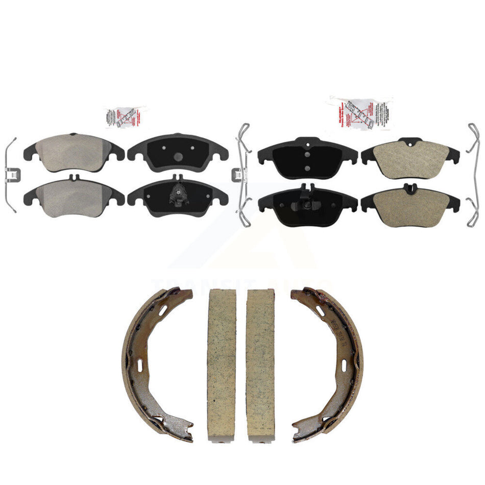 Front Rear Semi-Metallic Disc Brake Pads And Parking Shoes Kit For C300 E350 KNN-101584