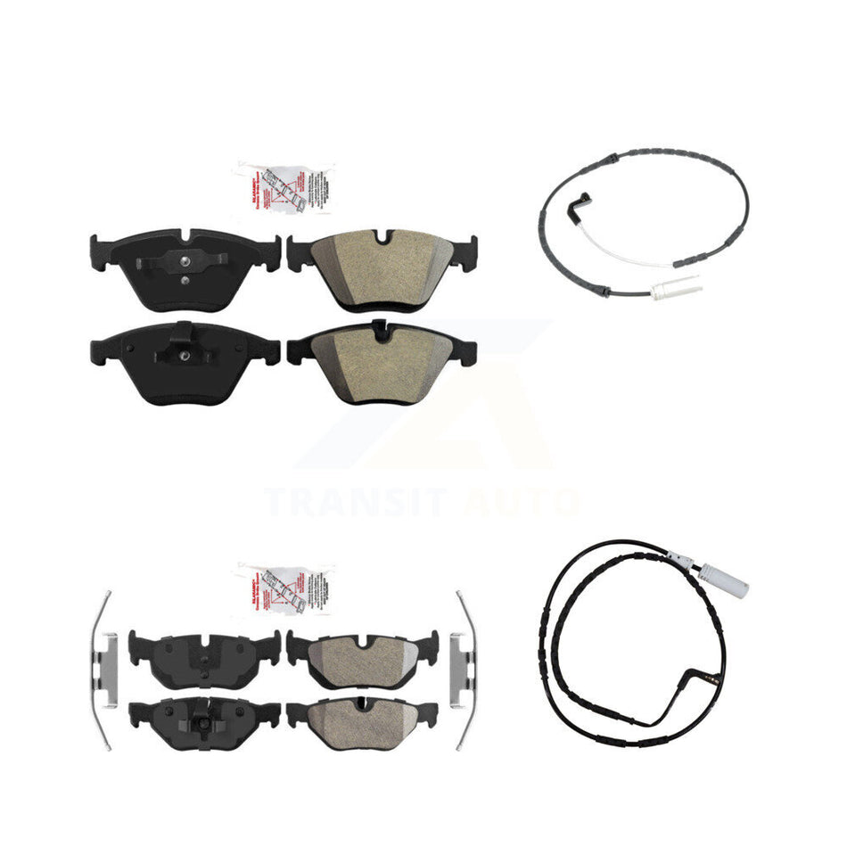 Front Rear Ceramic Disc Brake Pads And Wear Sensor Kit For 2009-2010 BMW 328i xDrive 3.0L KNW-100031