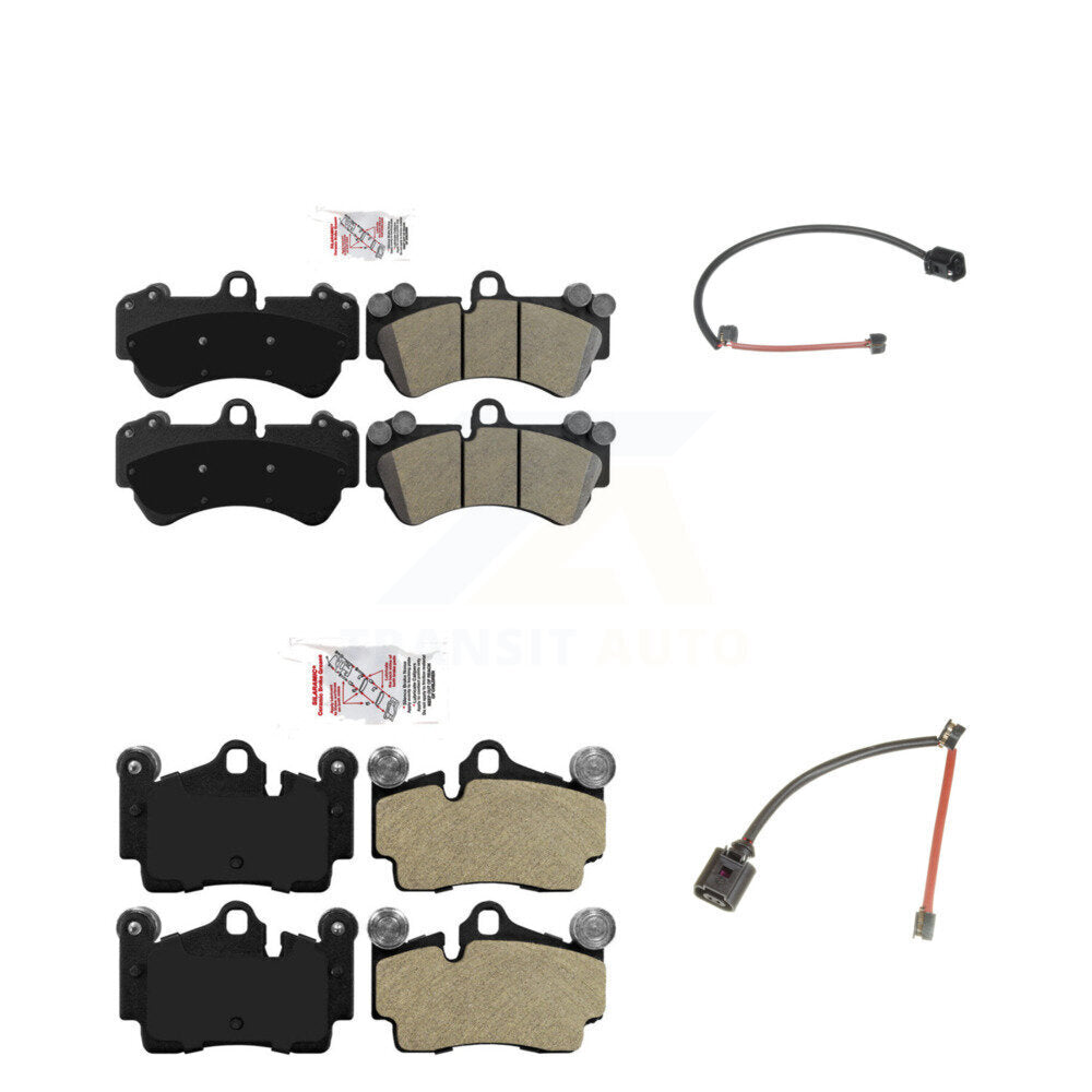 Front Rear Ceramic Disc Brake Pads And Wear Sensors Kit For Porsche Cayenne KNW-100057