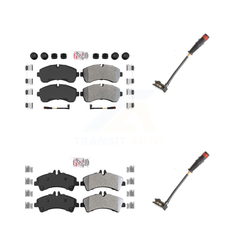 Front Rear Ceramic Disc Brake Pad Extra Wear Sensor Kit For 2009 Dodge Sprinter 3500 3.0L KNW-100085