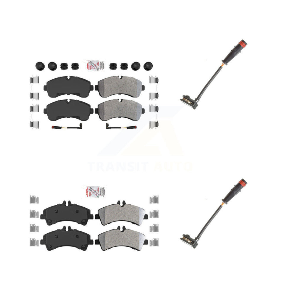 Front Rear Ceramic Disc Brake Pad Extra Wear Sensor Kit For 2009 Dodge Sprinter 3500 3.0L KNW-100085