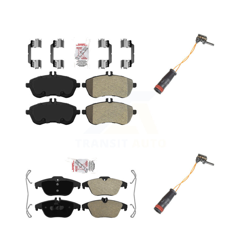 Front Rear Ceramic Disc Brake Pads And Wear Sensors Kit For Mercedes-Benz C300 C250 C230 KNW-100117