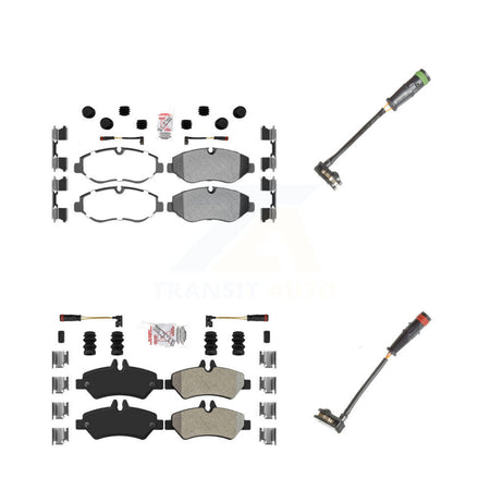 Front Rear Ceramic Brake Pads Extra Wear Sensor Kit For Sprinter 2500 Mercedes-Benz Dodge KNW-100145