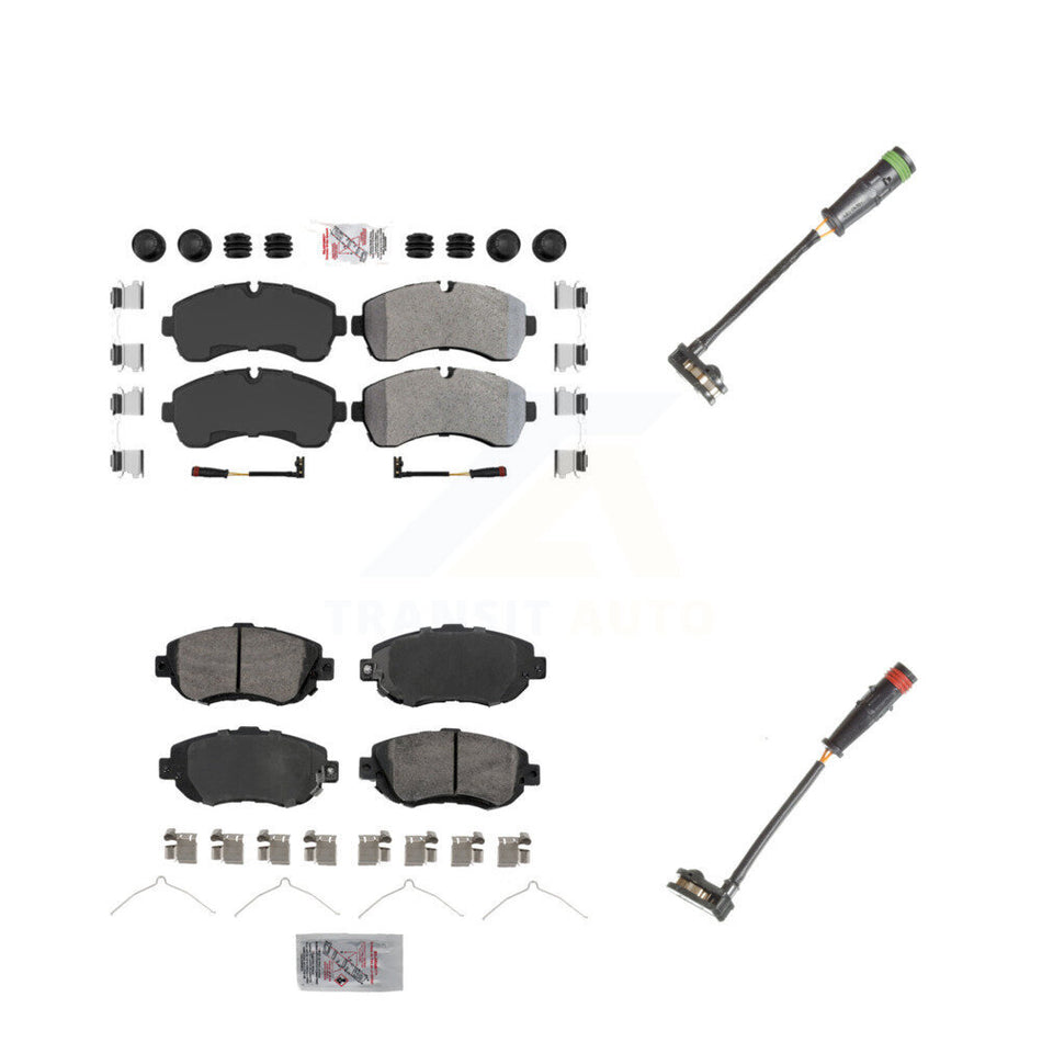 Front Rear Ceramic Brake Pad & Extra Wear Sensor Kit For Mercedes-Benz Sprinter 2500 1500 KNW-100158