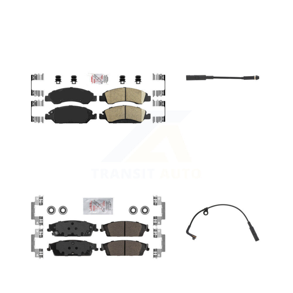 Front Rear Ceramic Brake Pad & Wear Sensor Kit For Chevrolet Silverado 1500 LD GMC Sierra KNW-100166