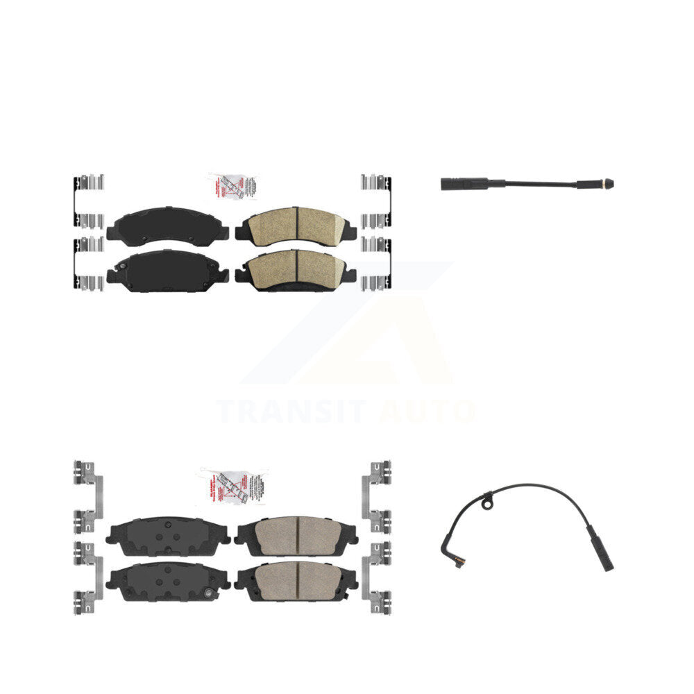 Front Rear Ceramic Brake Pad & Wear Sensor Kit For Chevrolet Silverado 1500 LD GMC Sierra KNW-100170
