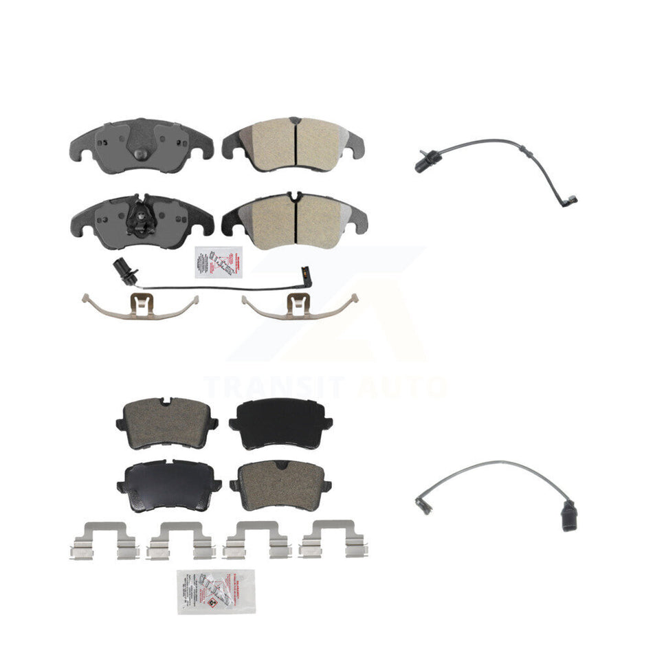 Front Rear Ceramic Disc Brake Pads And Extra Wear Sensors Kit For Audi A7 Quattro A6 KNW-100194