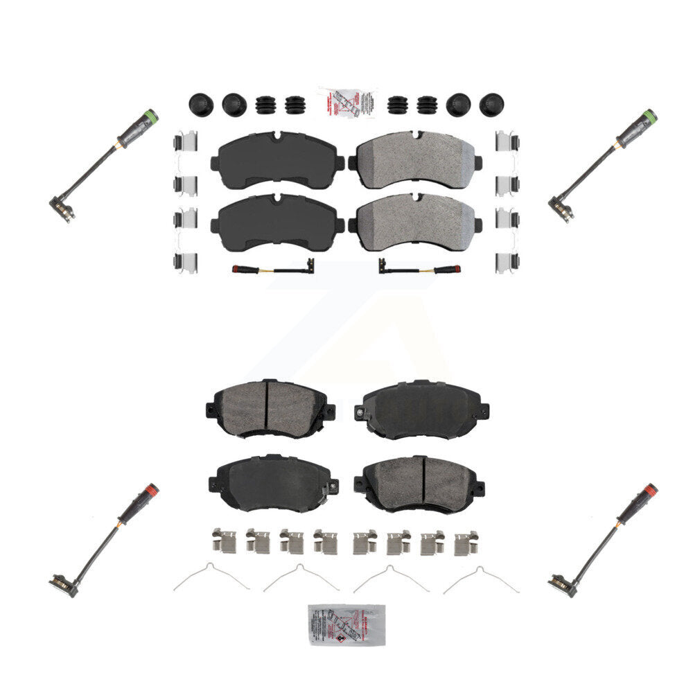 Front Rear Ceramic Brake Pad & Extra Wear Sensor Kit For Mercedes-Benz Sprinter 2500 1500 KNW-100304