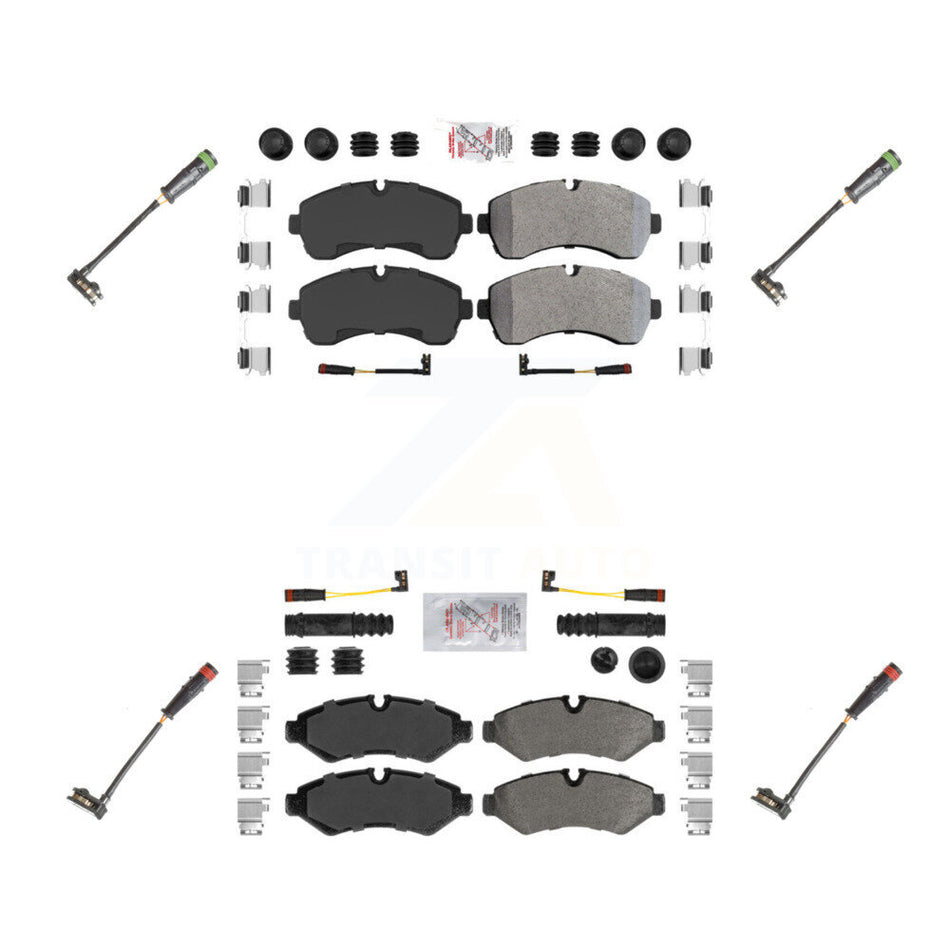 Front Rear Ceramic Brake Pad & Extra Wear Sensor Kit For Mercedes-Benz Sprinter 2500 1500 KNW-100305