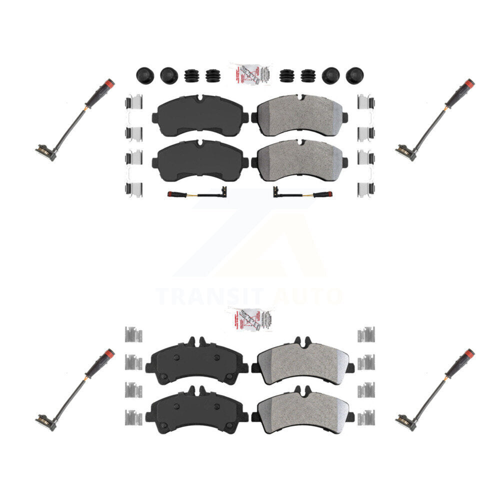 Front Rear Ceramic Disc Brake Pad Extra Wear Sensor Kit For 2009 Dodge Sprinter 3500 3.0L KNW-100308