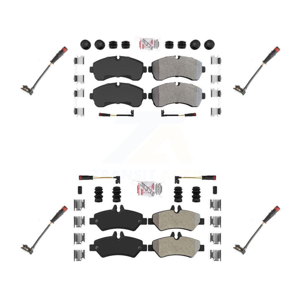 Front Rear Ceramic Disc Brake Pad Extra Wear Sensor Kit For 2009 Dodge Sprinter 3500 3.0L KNW-100311