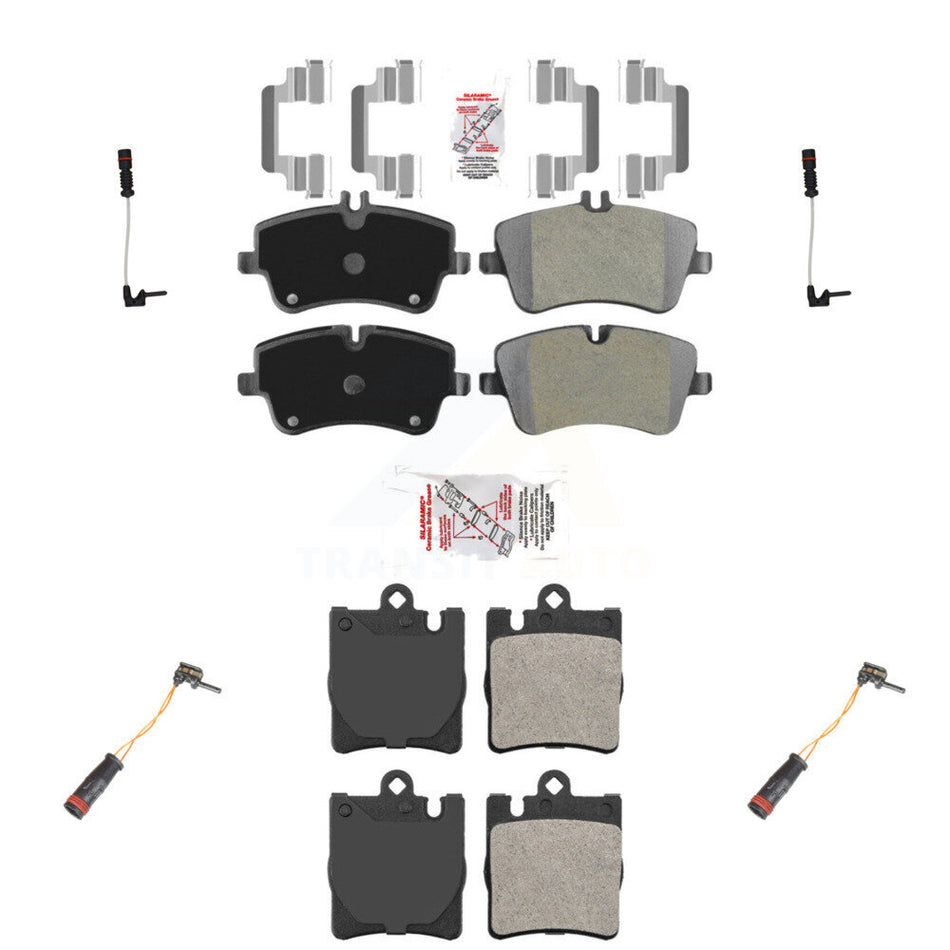 Front Rear Ceramic Brake Pads Wear Sensor Kit For 03 Mercedes-Benz CLK320 Coupe with 3.2L KNW-100345
