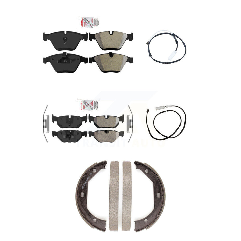 Front Rear Ceramic Brake Pads Wear Sensor Kit (5Pc) For 13 BMW X1 xDrive28i with AWD 2.0L KNW-100398