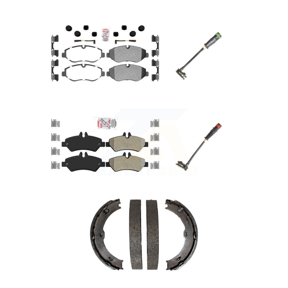 Front Rear Ceramic Brake Pads Extra Wear Sensor Kit (5Pc) For Sprinter 2500 Mercedes-Benz KNW-100436