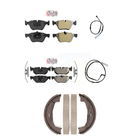 Front Rear Ceramic Disc Brake Pads And Wear Sensors Kit (5Pc) For BMW 128i 3.0L KNW-100443