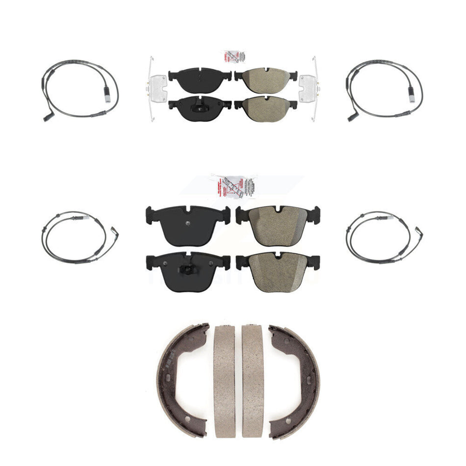 Front Rear Ceramic Disc Brake Pads And Wear Sensors Kit (7Pc) For 2009 BMW 750i 750Li KNW-100483