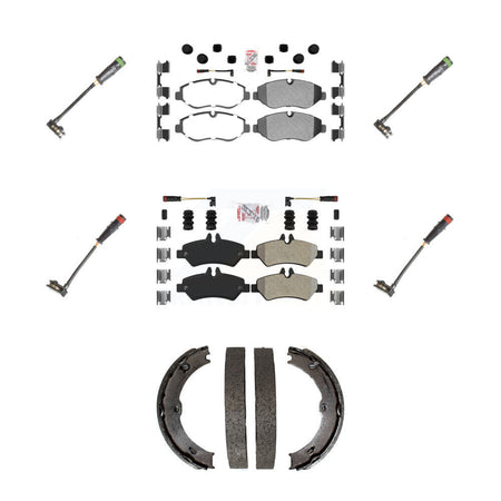 Front Rear Ceramic Brake Pads Extra Wear Sensor Kit (7Pc) For Sprinter 2500 Mercedes-Benz KNW-100519