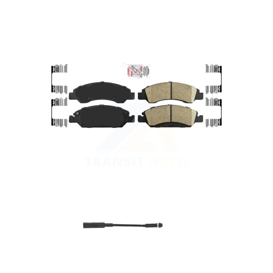 Front Ceramic Brake Pads Wear Sensor Kit For GMC Chevrolet Silverado 1500 LD Sierra Yukon KNW-100573