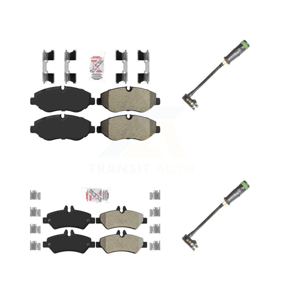 Front Rear Ceramic Brake Pad And Wear Sensor Kit For 2010-2018 Freightliner Sprinter 2500 KNW-101120