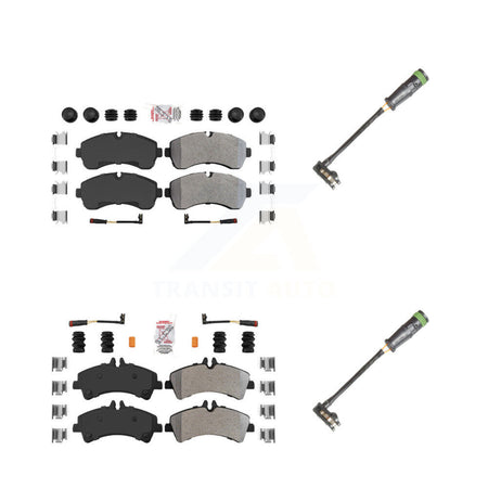 Front Rear Ceramic Disc Brake Pads & Extra Wear Sensor Kit For Freightliner Sprinter 3500 KNW-101126