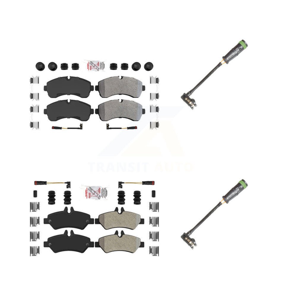 Front Rear Ceramic Disc Brake Pads & Extra Wear Sensor Kit For Freightliner Sprinter 3500 KNW-101127
