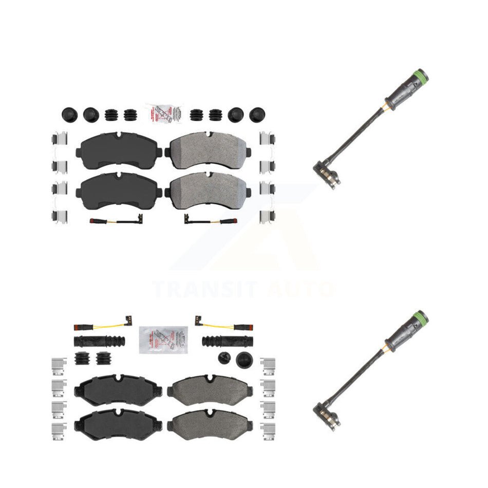 Front Rear Ceramic Brake Pads & Extra Wear Sensor Kit For Freightliner Sprinter 2500 3500 KNW-101129