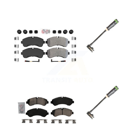 Front Rear Ceramic Disc Brake Pads & Extra Wear Sensor Kit For Freightliner Sprinter 3500 KNW-101130