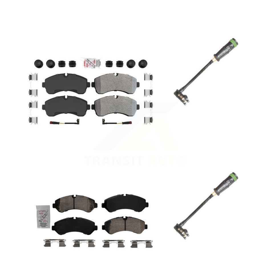 Front Rear Ceramic Disc Brake Pads & Extra Wear Sensor Kit For Freightliner Sprinter 3500 KNW-101130