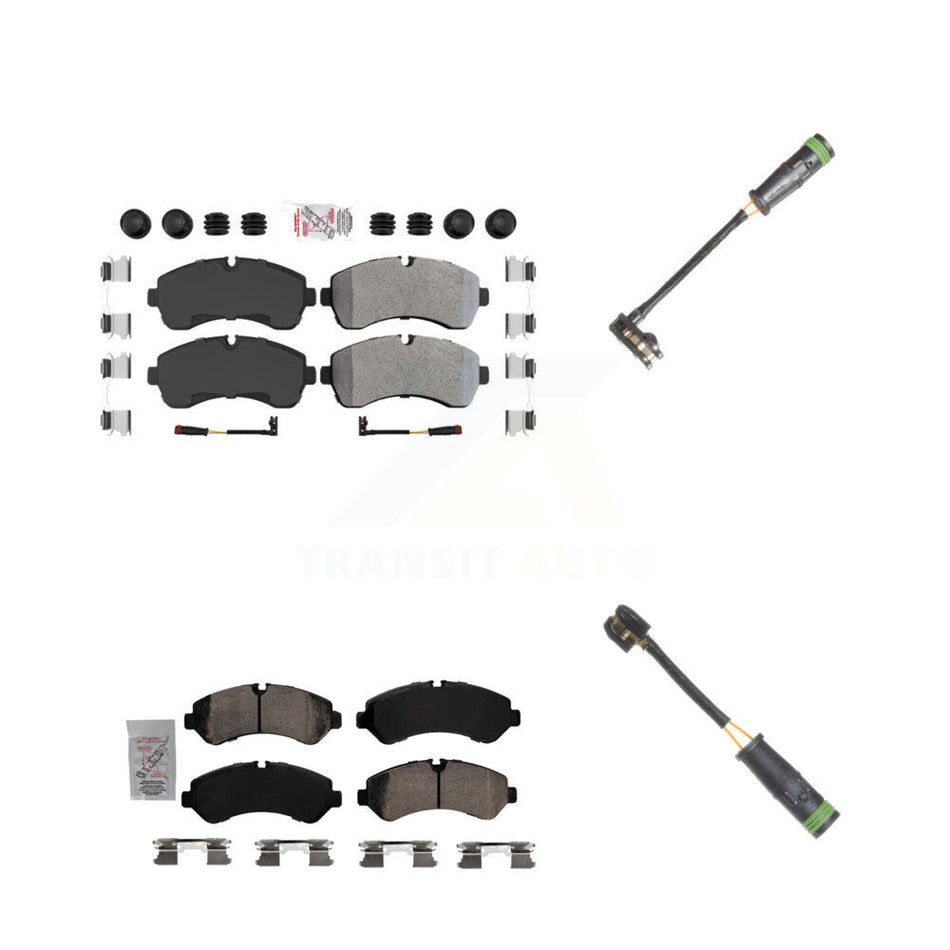 Front Rear Ceramic Disc Brake Pads & Extra Wear Sensor Kit For Freightliner Sprinter 4500 KNW-101132