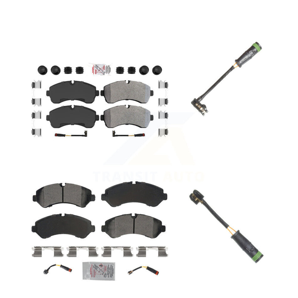 Front Rear Ceramic Disc Brake Pads & Extra Wear Sensor Kit For Freightliner Sprinter 4500 KNW-101133