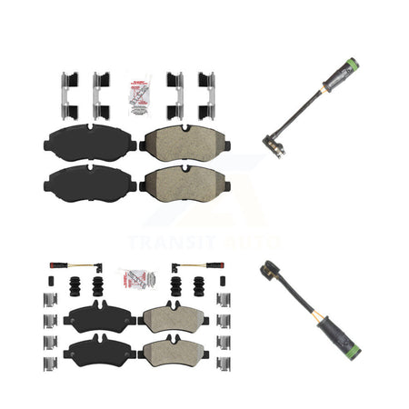 Front Rear Ceramic Disc Brake Pads & Extra Wear Sensor Kit For Freightliner Sprinter 2500 KNW-101135