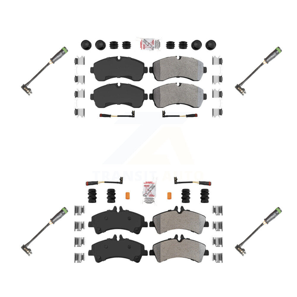 Front Rear Ceramic Disc Brake Pads & Extra Wear Sensor Kit For Freightliner Sprinter 3500 KNW-101162