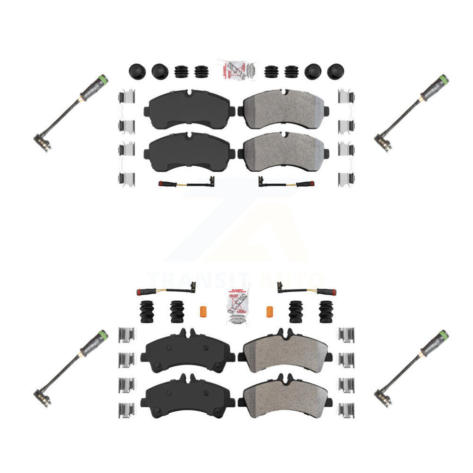 Front Rear Ceramic Disc Brake Pads & Extra Wear Sensor Kit For Freightliner Sprinter 3500 KNW-101162