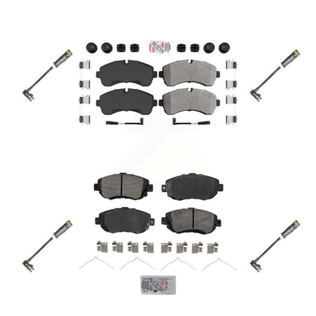 Front Rear Ceramic Brake Pads & Extra Wear Sensor Kit For Freightliner Sprinter 2500 3500 KNW-101164