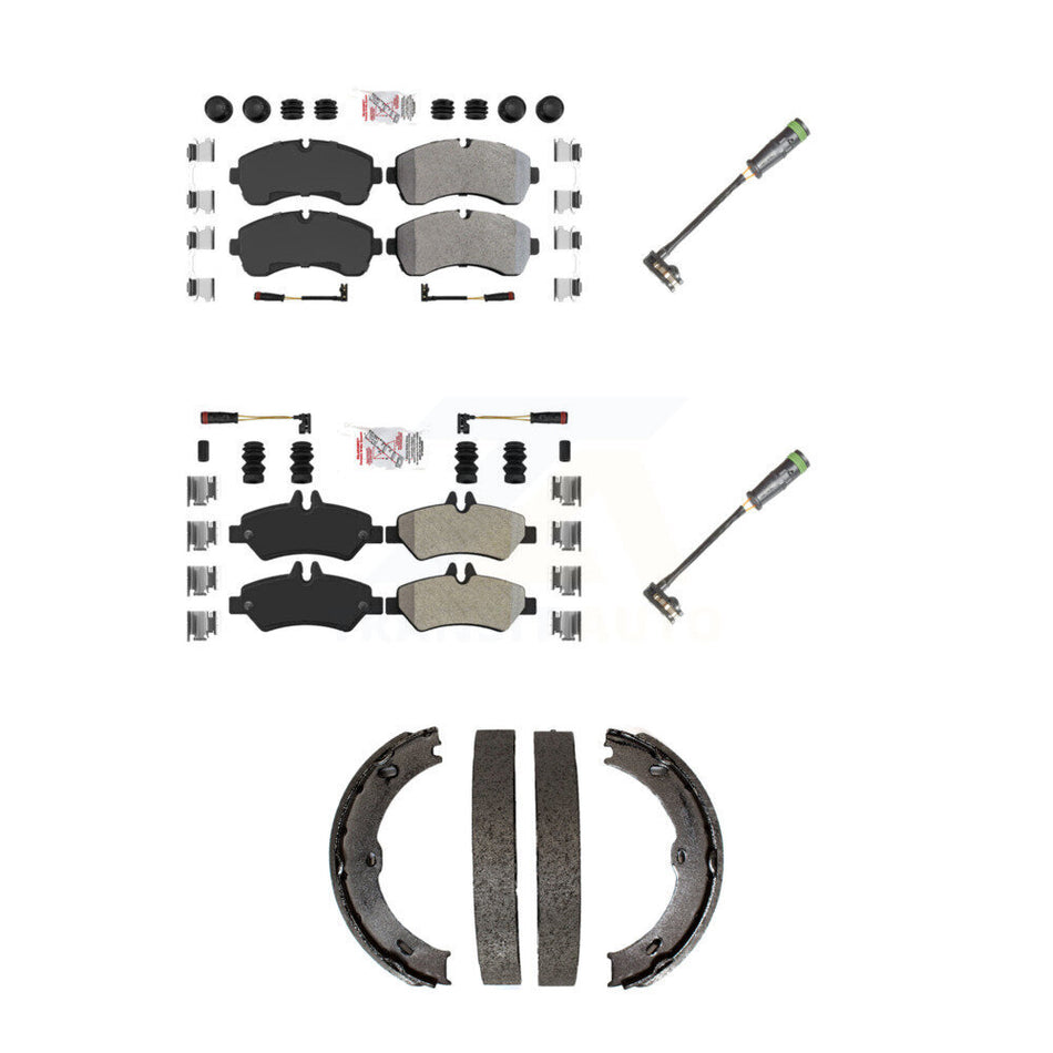 Front Rear Ceramic Brake Pad & Extra Wear Sensor Kit (5Pc) For Freightliner Sprinter 3500 KNW-101171