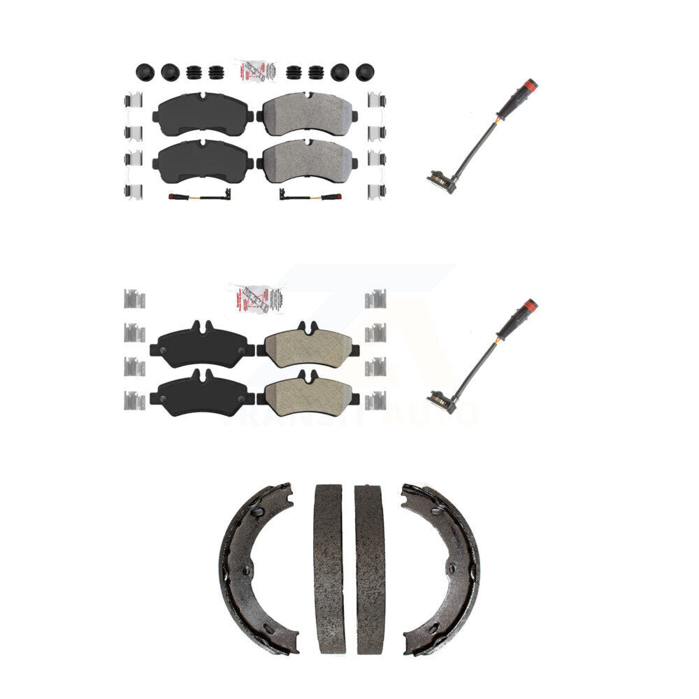 Front Rear Ceramic Brake Pads Extra Wear Sensor Kit (5Pc) For 09 Dodge Sprinter 3500 3.0L KNW-101174
