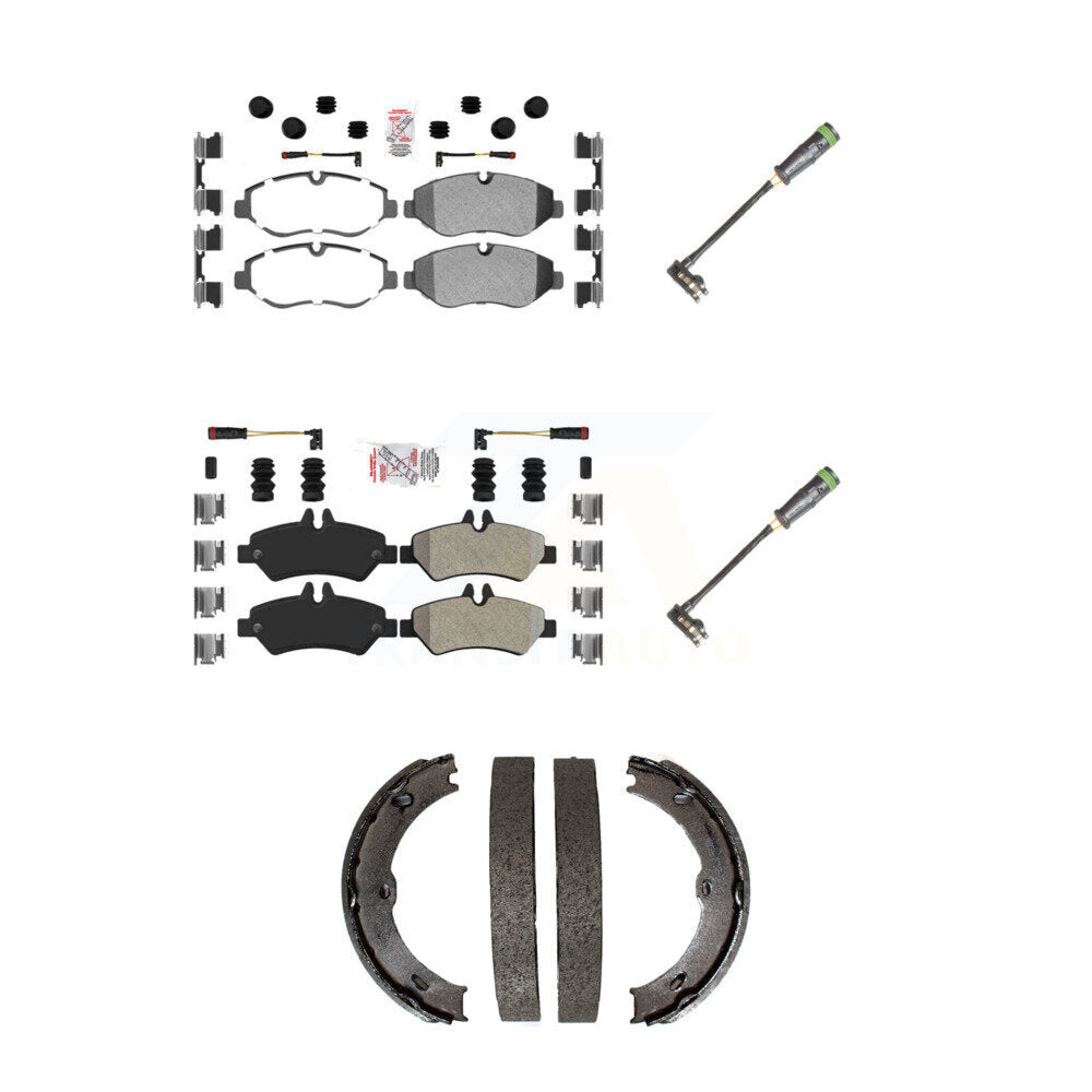 Front Rear Ceramic Brake Pad & Extra Wear Sensor Kit (5Pc) For Freightliner Sprinter 2500 KNW-101184